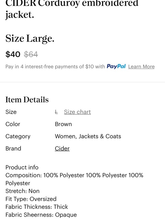 Cider Brown Corduroy Teddy-Trim Embroidered Jacket - Picture 2 of 2